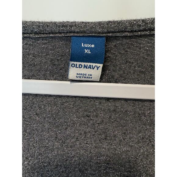 Old Navy XL Luxe Shimmery Black and Silver V Neck Short Sleeve Top - Picture 4 of 6